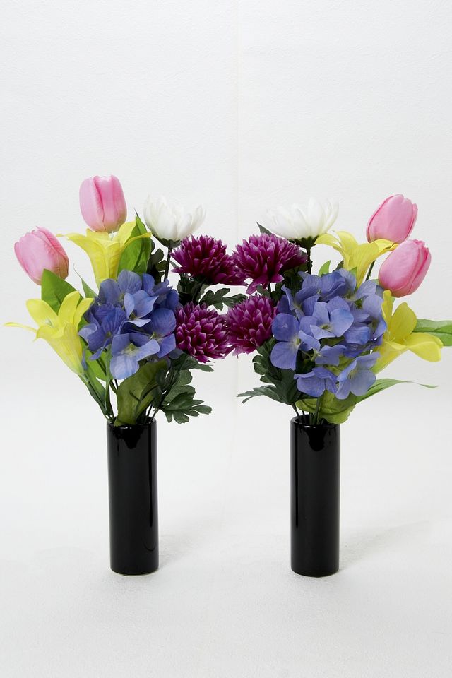 【造花・アーティフィシャルフラワー 仏花・供花・墓花】お彼岸・お盆の御供花B（左右１対セット）