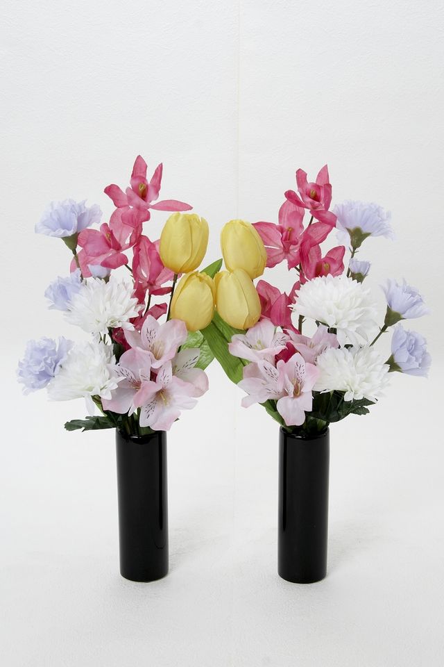 【造花・アーティフィシャルフラワー 仏花・供花・墓花】お彼岸・お盆の御供花C（左右１対セット）