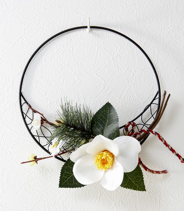 【造花のお正月飾り・和風壁掛け・ハンギングアレンジ】福祝