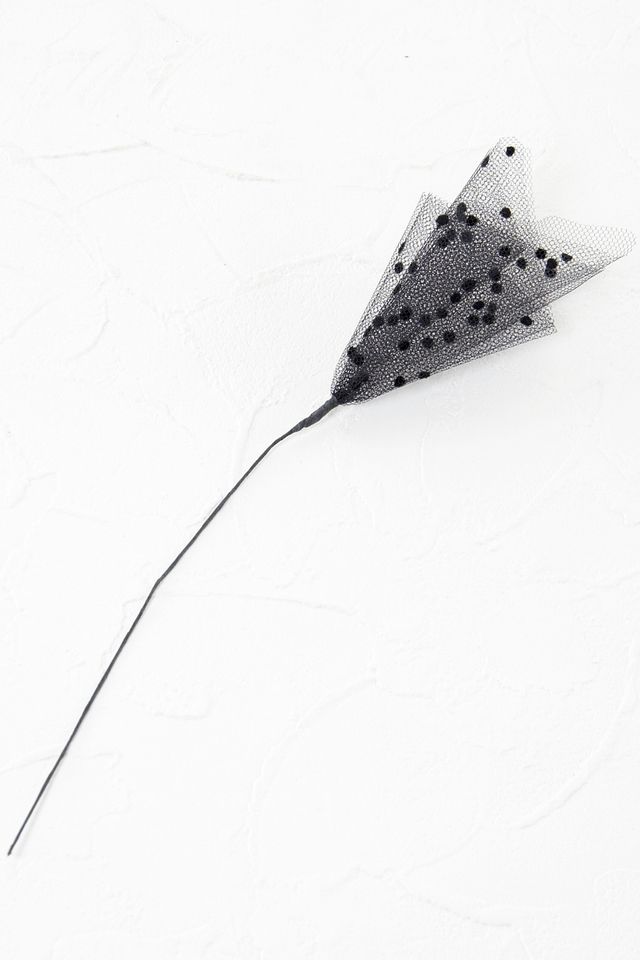 【アートフラワーパーツ・造花・染花・布花】水玉チュール／ブラック