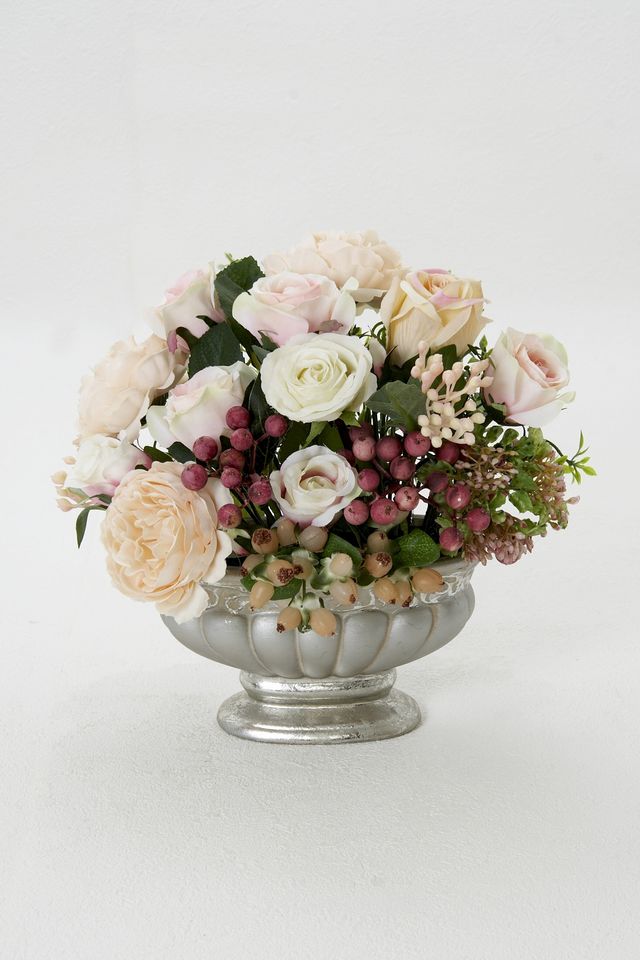 【造花・アーティフィシャルフラワー・インテリアアレンジメント】パウダリーローズ