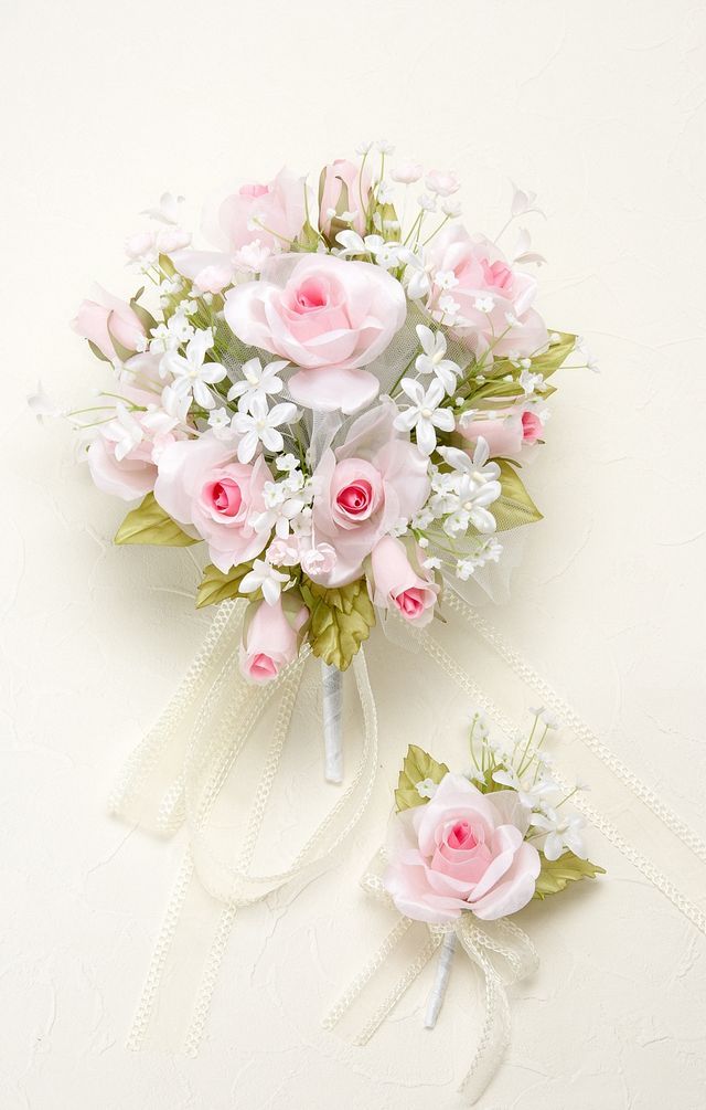 造花の造花のブーケやヘッドドレスなどのウェディング専門店あーとみゆき ウェディングブーケ手作りキット プリンセスローズコロニアルブーケキット ピンク