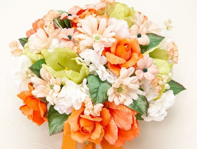 アートフラワーウェディングブーケ】ハーモニーブーケ・オレンジ