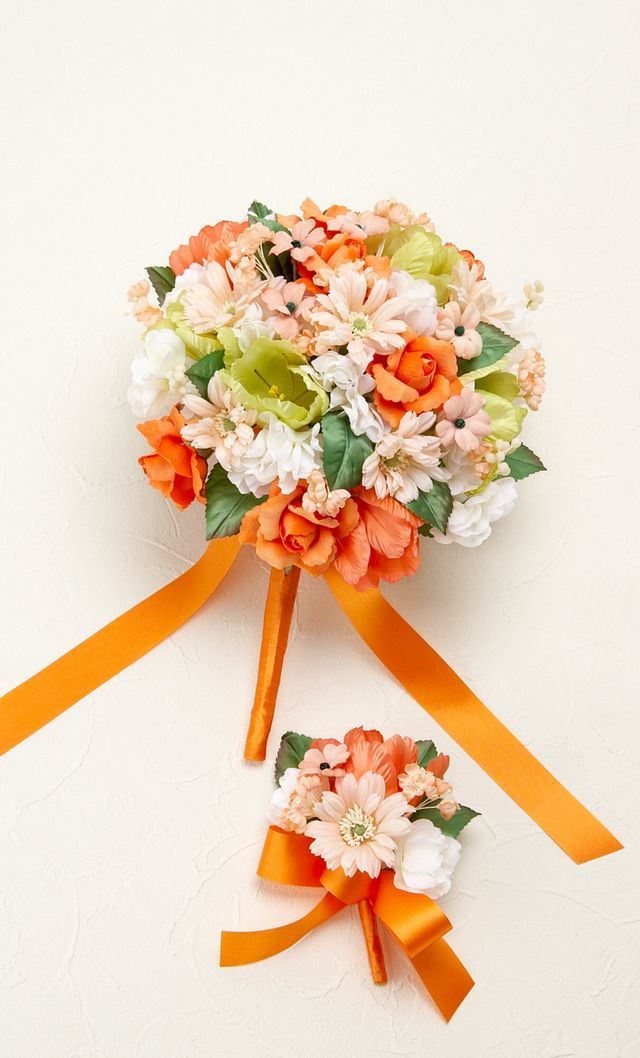 アートフラワーウェディングブーケ】ハーモニーブーケ・オレンジ