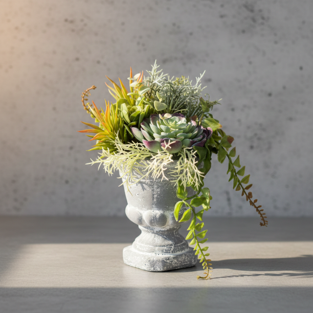 【造花インテリアグリーン】スタイリッシュな多肉植物アレンジＣ