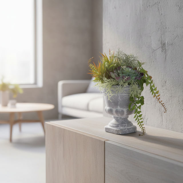 【造花インテリアグリーン】スタイリッシュな多肉植物アレンジＣ