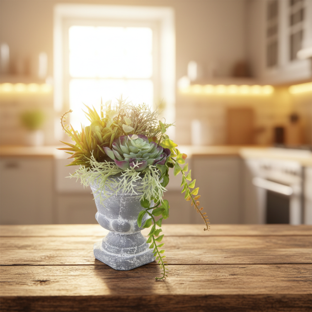 【造花インテリアグリーン】スタイリッシュな多肉植物アレンジＣ