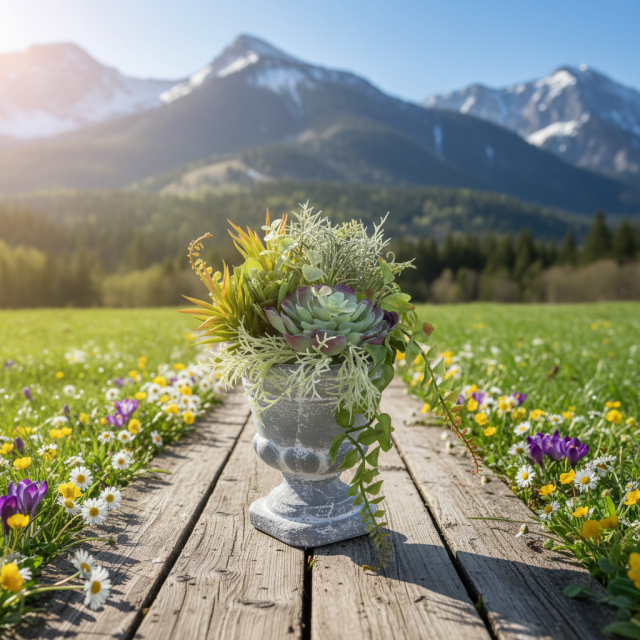 【造花インテリアグリーン】スタイリッシュな多肉植物アレンジＣ
