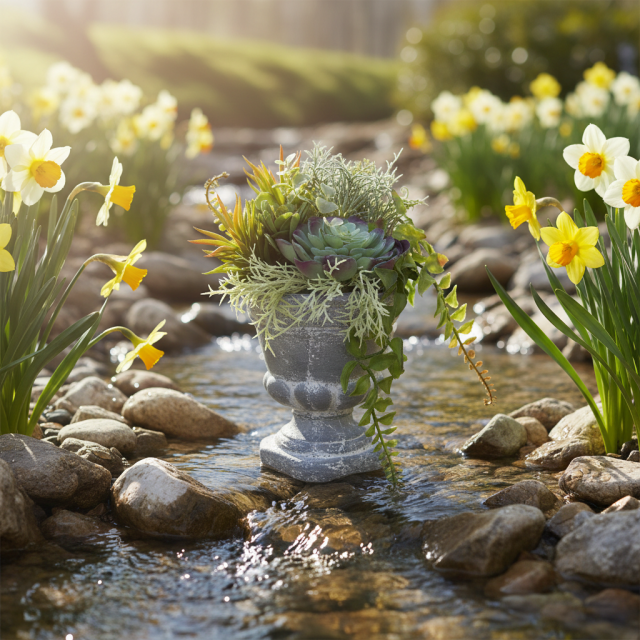 【造花インテリアグリーン】スタイリッシュな多肉植物アレンジＣ