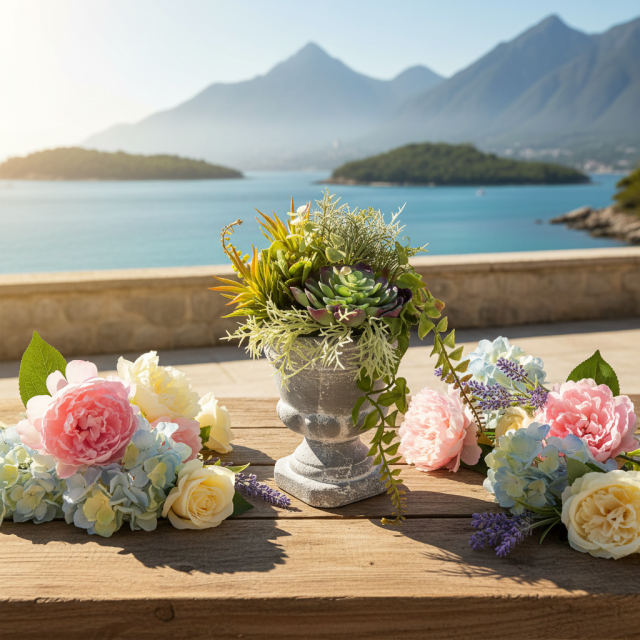 【造花インテリアグリーン】スタイリッシュな多肉植物アレンジＣ