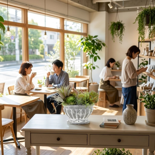 【造花インテリアグリーン】スタイリッシュな多肉植物アレンジＥ
