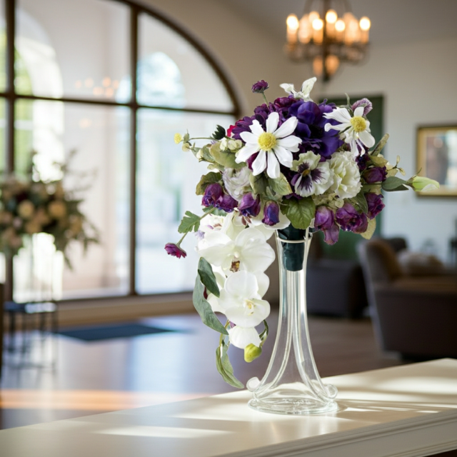 【アーティフィシャルフラワー　インテリアブーケアレンジ】ワイヤースタンドブーケ風アレンジメント/ブーケ・ミラ（スタンド付き）