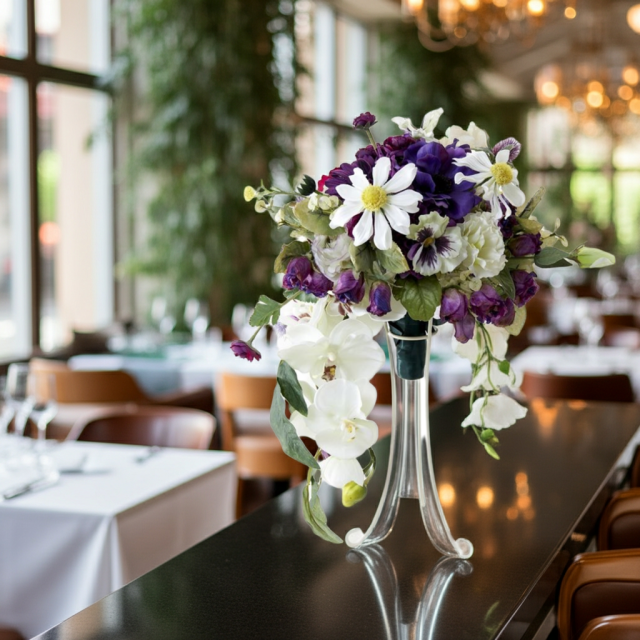 【アーティフィシャルフラワー　インテリアブーケアレンジ】ワイヤースタンドブーケ風アレンジメント/ブーケ・ミラ（スタンド付き）