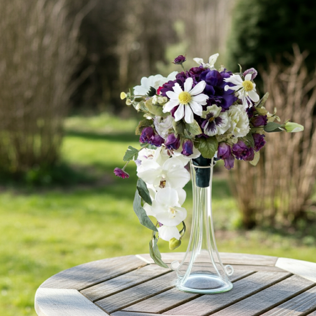 【アーティフィシャルフラワー　インテリアブーケアレンジ】ワイヤースタンドブーケ風アレンジメント/ブーケ・ミラ（スタンド付き）