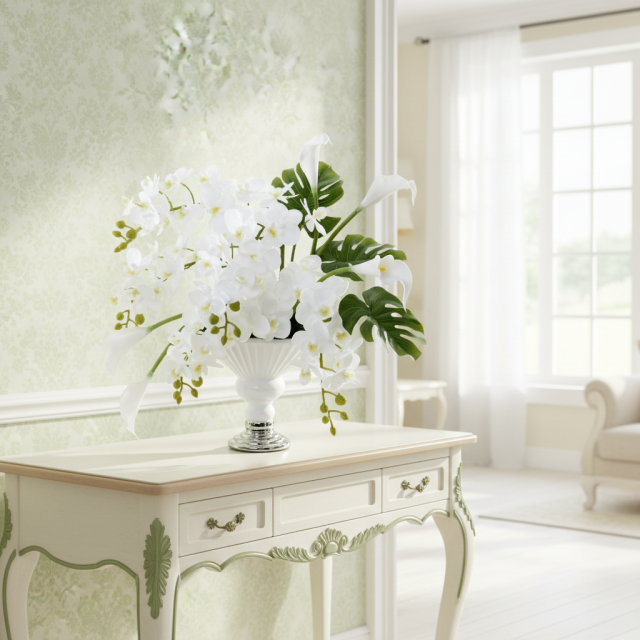 【造花・アーティフィシャルフラワー・インテリアアレンジメント】ホワイトハピネス