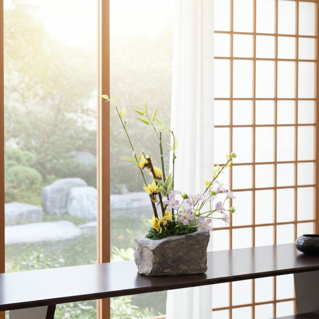 造花・和モダン・和風アレンジメント】春暖｜造花・アーティフィシャル