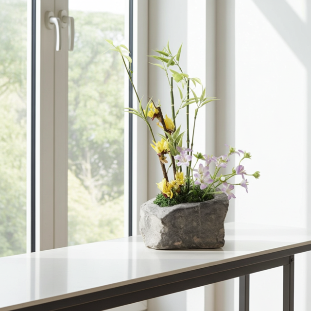 造花・和モダン・和風アレンジメント】春暖｜造花・アーティフィシャル