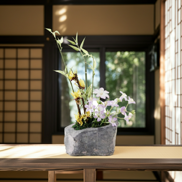 造花・和モダン・和風アレンジメント】春暖｜造花・アーティフィシャル