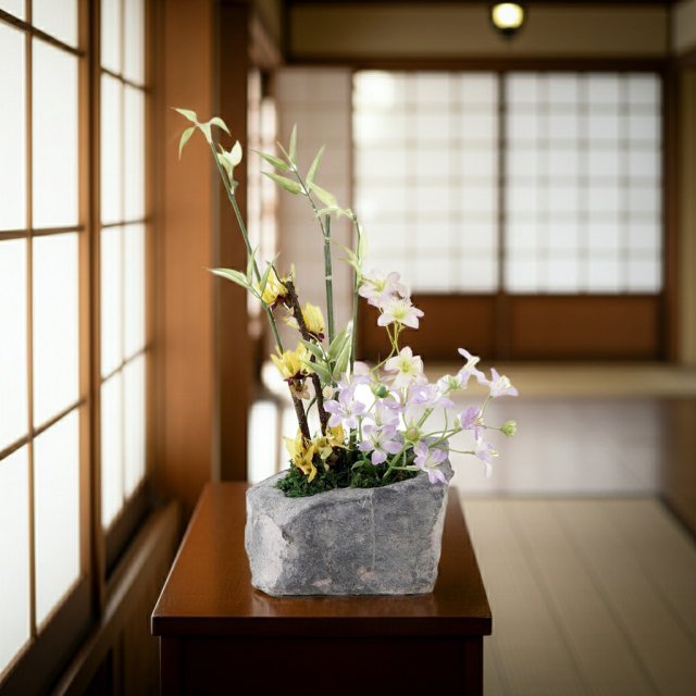【造花・和モダン・和風アレンジメント】春暖