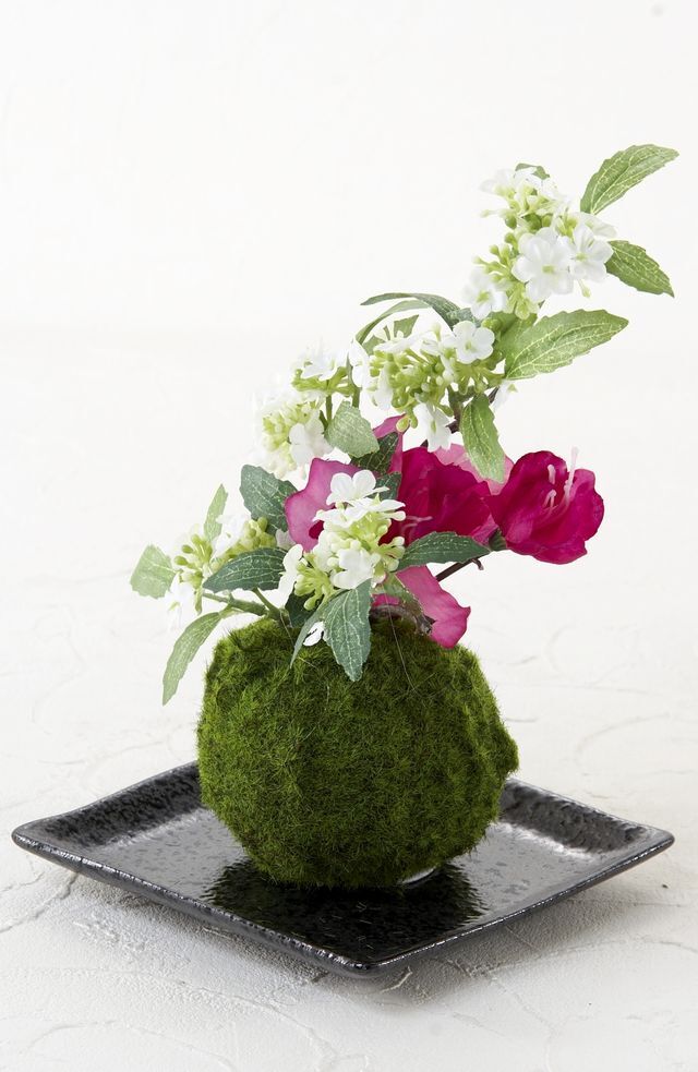 【造花 観葉植物 インテリアグリーンアレンジメント】こけ玉 ジャパーニーズモダンＨ