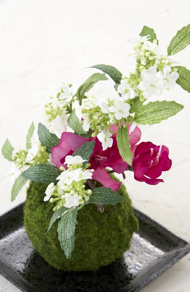 【造花 観葉植物 インテリアグリーンアレンジメント】こけ玉 ジャパーニーズモダンＨ