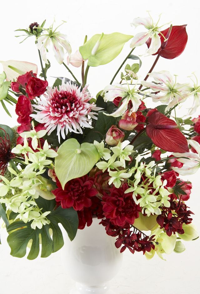 アーティフィシャルフラワー アートフラワー 造花アレンジメント レッドトロピカル リゾート 造花 アートフラワーの通販店 あーとみゆき