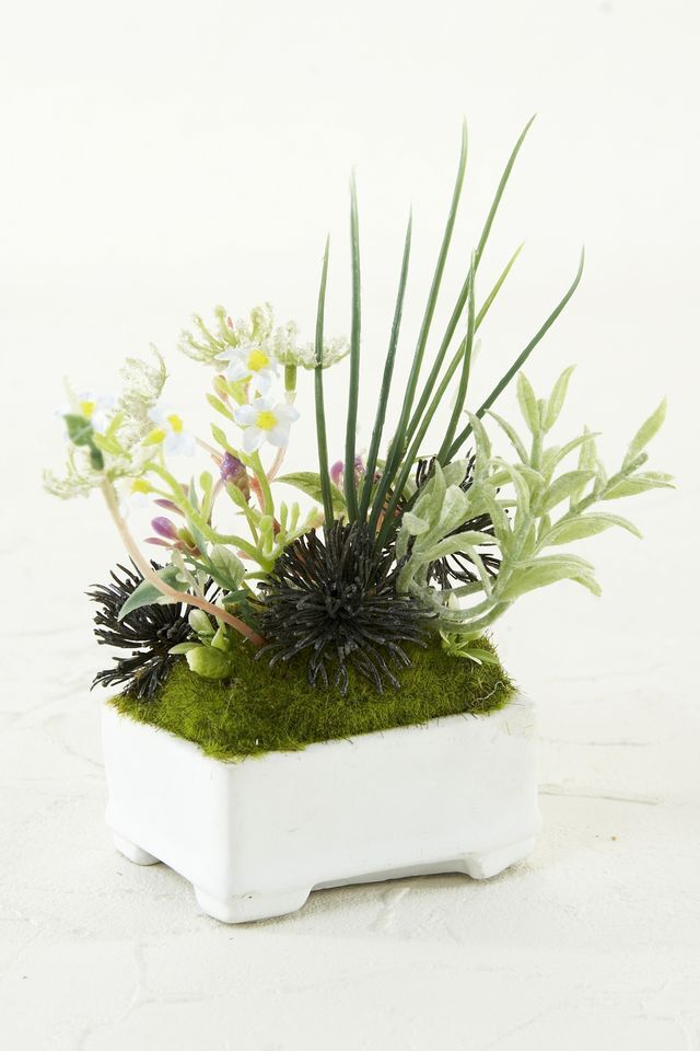 【造花 アーティフィシャルフラワー インテリアグリーン】ミニ苔盆栽A