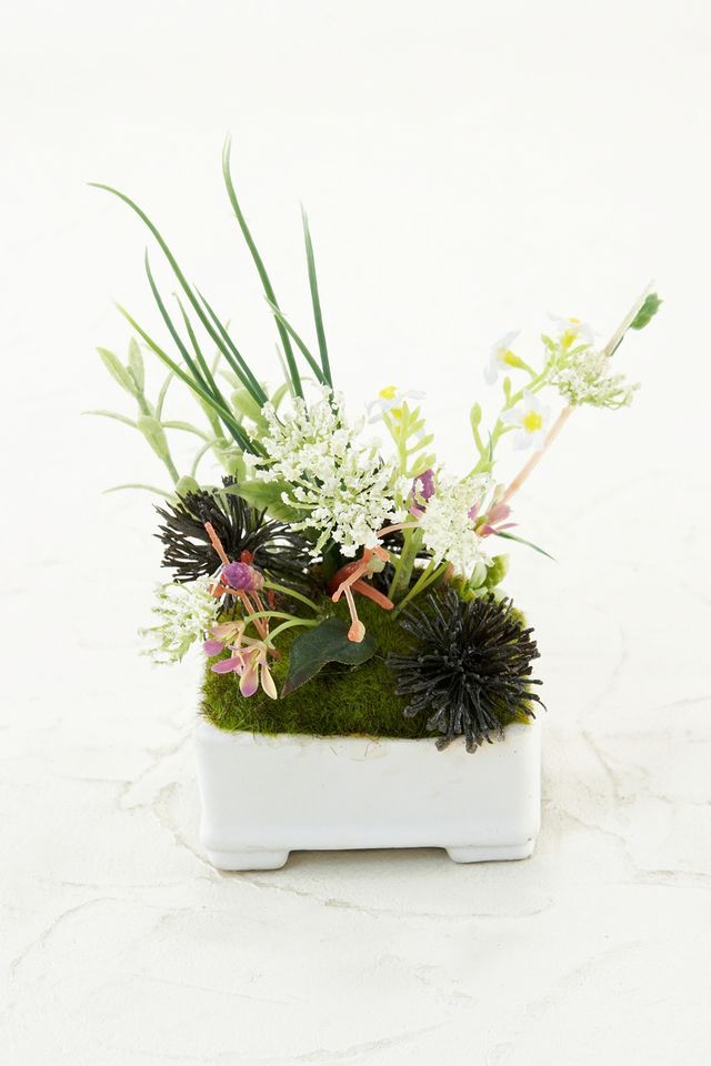 【造花 アーティフィシャルフラワー インテリアグリーン】ミニ苔盆栽A