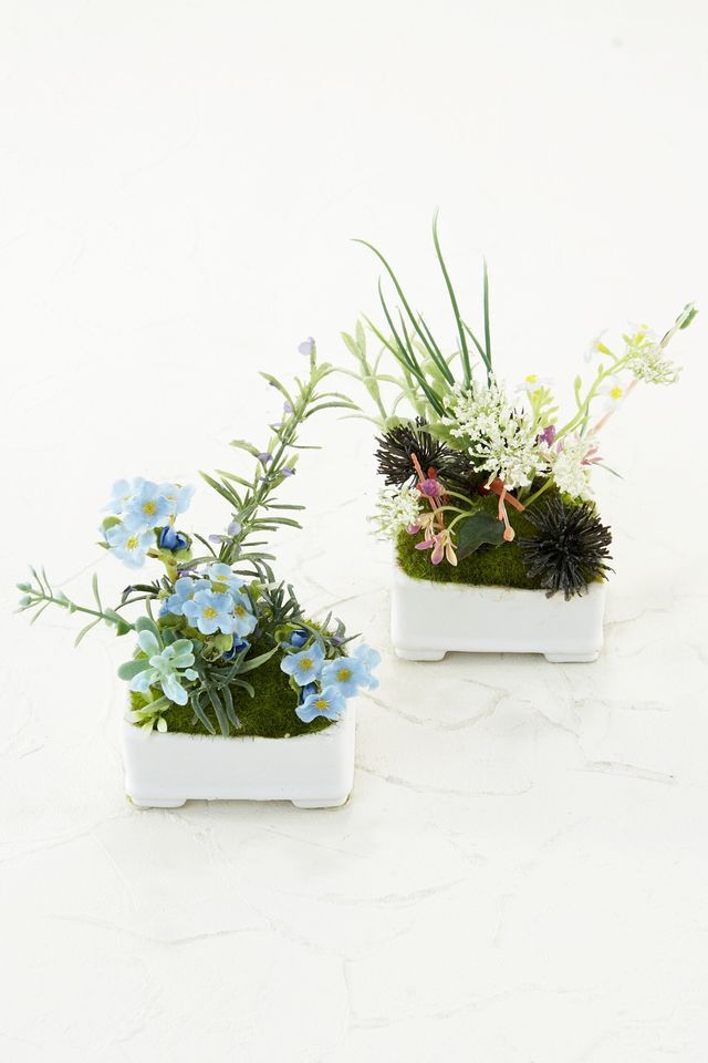 【造花 アーティフィシャルフラワー インテリアグリーン】ミニ苔盆栽A