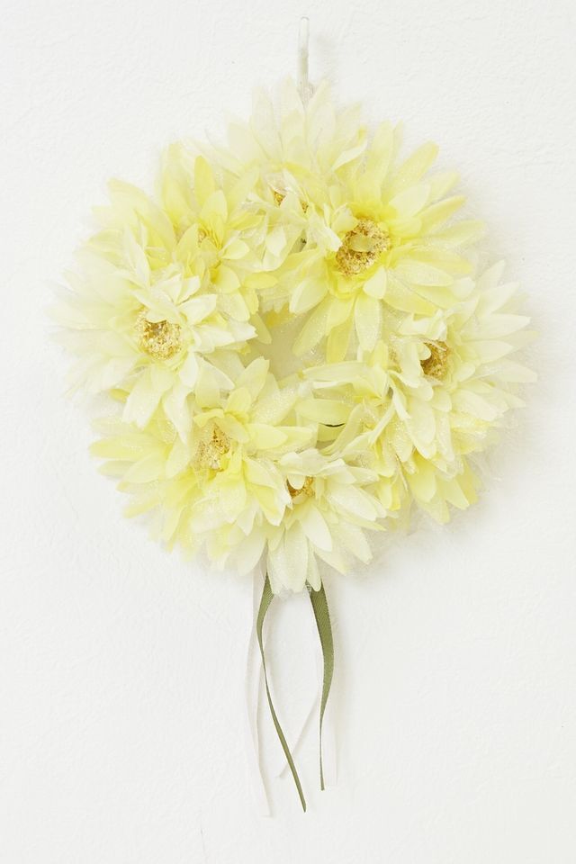 【造花 アーティフィシャルフラワー・リース】パステルガーベラリース（イエロー）