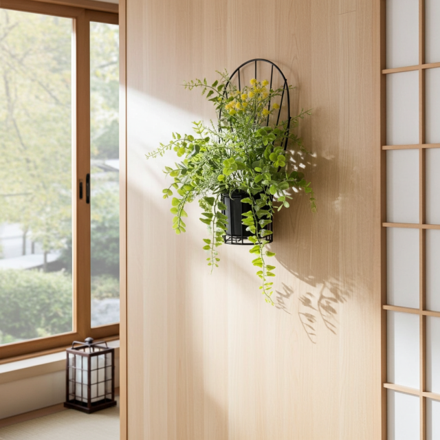 【造花 アーティフィシャルフラワー・割れない花器のナチュラルインテリアグリーンアレンジ】ミモザ＆ユーカリのアレンジ