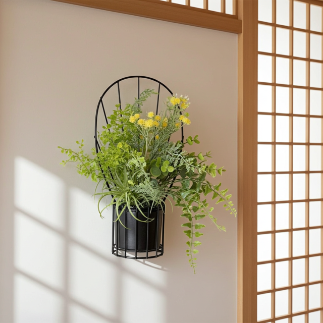 【造花 アーティフィシャルフラワー・割れない花器のナチュラルインテリアグリーンアレンジ】ミモザ＆ユーカリのアレンジ