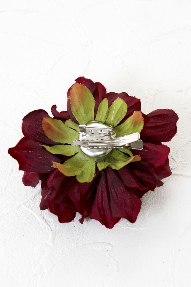 【コサージュ＆髪飾り・2WAYタイプ】フレッシュダリア／ダークワイン