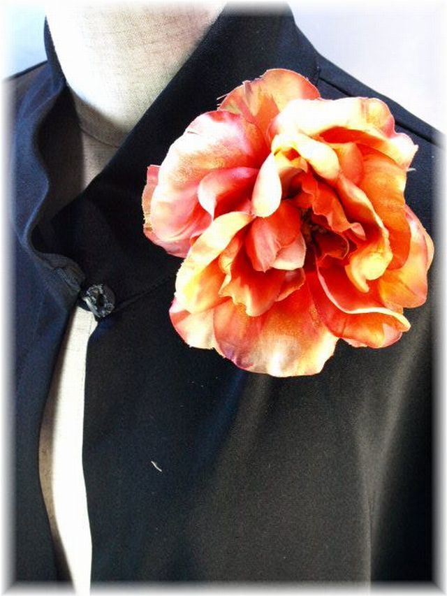 【コサージュ＆髪飾り・2WAYタイプ】オリエンタルローズ／ピンクワインゴールド