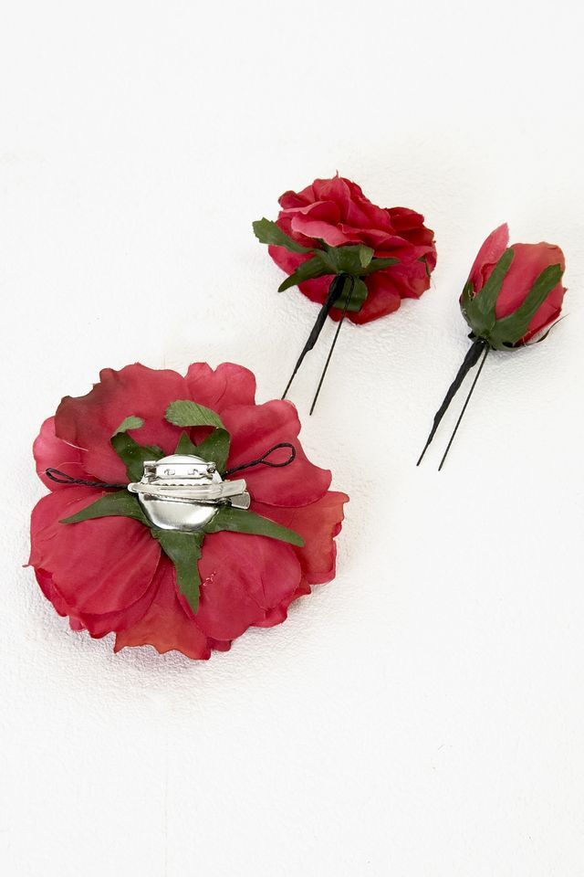 【コサージュ＆髪飾り・2WAYタイプＵピンセット】キャンディーローズ