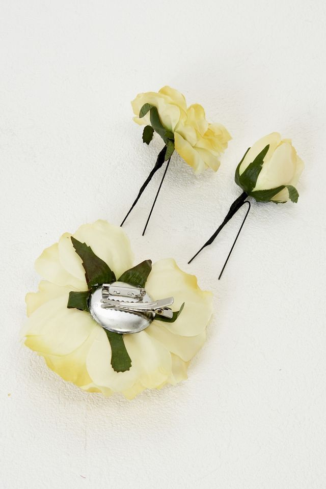 【コサージュ＆髪飾り・2WAYタイプＵピンセット】キャンディーローズ