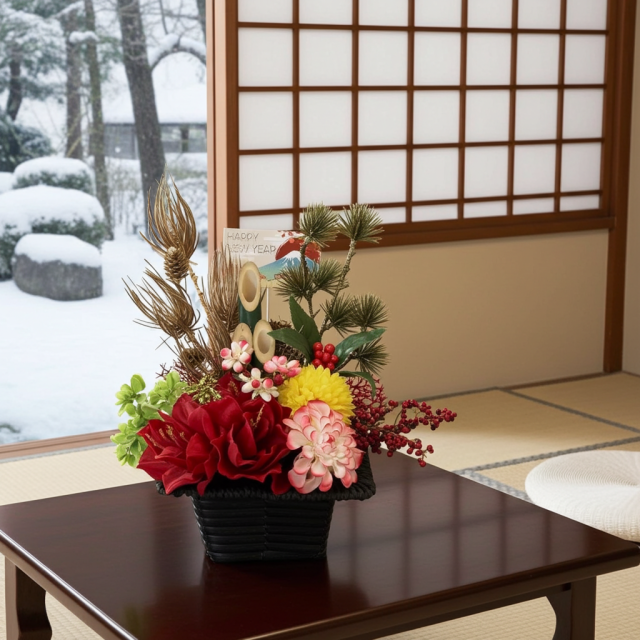 【造花のお正月飾り・新春・迎春アレンジメント】祥鳳−syouhou