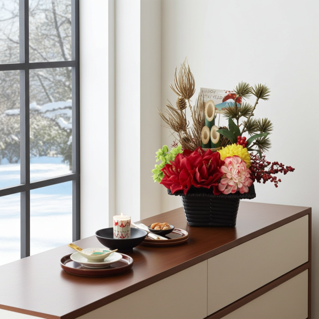 【造花のお正月飾り・新春・迎春アレンジメント】祥鳳−syouhou