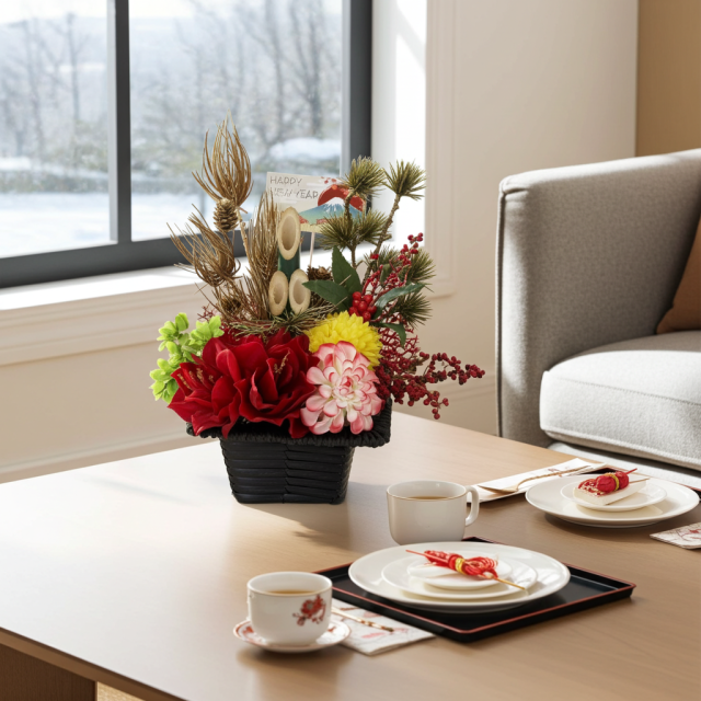 【造花のお正月飾り・新春・迎春アレンジメント】祥鳳−syouhou