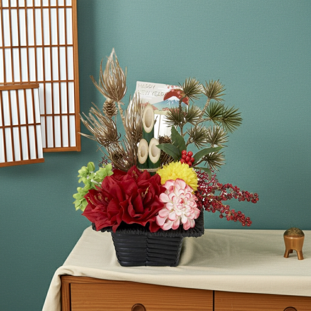 【造花のお正月飾り・新春・迎春アレンジメント】祥鳳−syouhou