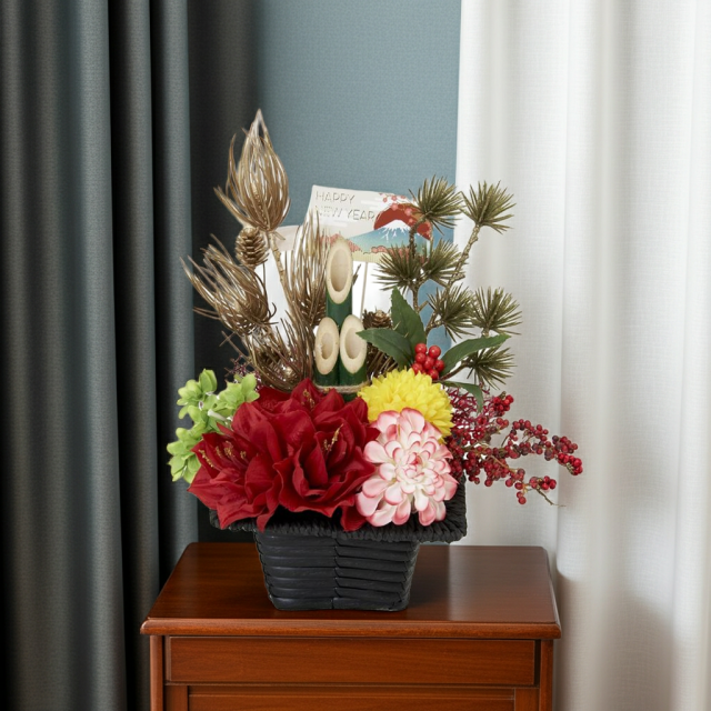 【造花のお正月飾り・新春・迎春アレンジメント】祥鳳−syouhou