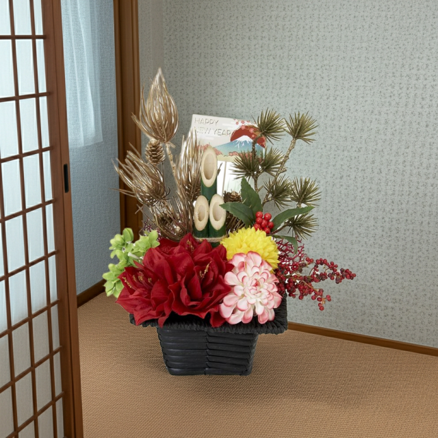 【造花のお正月飾り・新春・迎春アレンジメント】祥鳳−syouhou