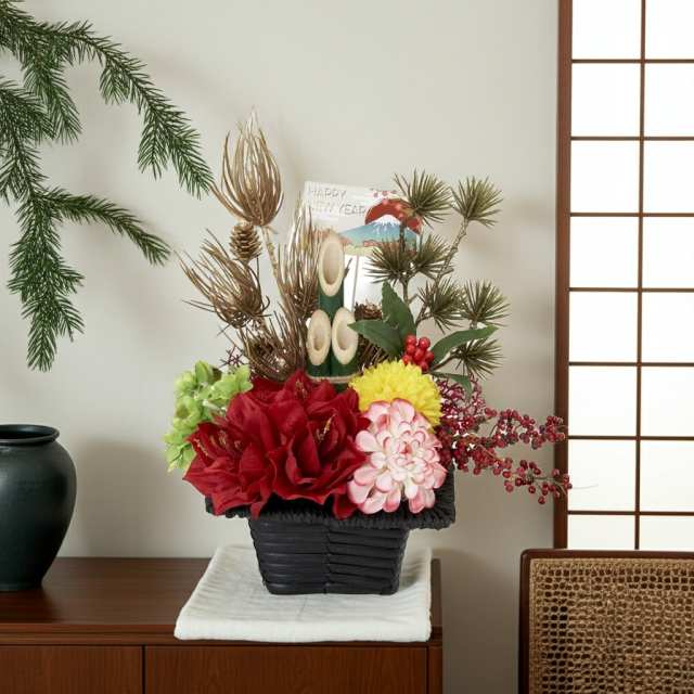 【造花のお正月飾り・新春・迎春アレンジメント】祥鳳−syouhou