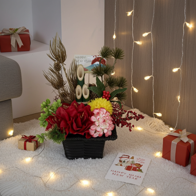 【造花のお正月飾り・新春・迎春アレンジメント】祥鳳−syouhou