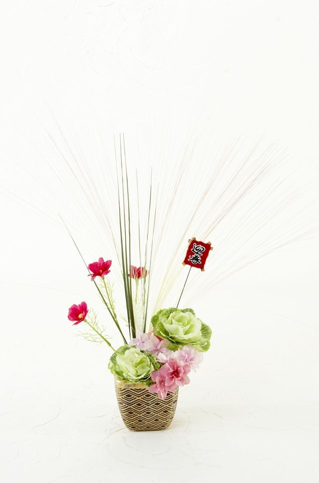 【造花・和モダン・お正月向けアートフラワーアレンジメント】初昔-hatumukasi