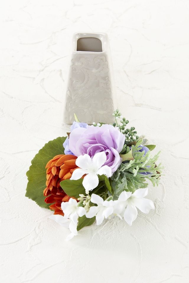 【アーティフィシャルフラワー・造花 お仏壇向けリトル仏花・供花】マム＆ローズのミニ仏花−1束タイプ