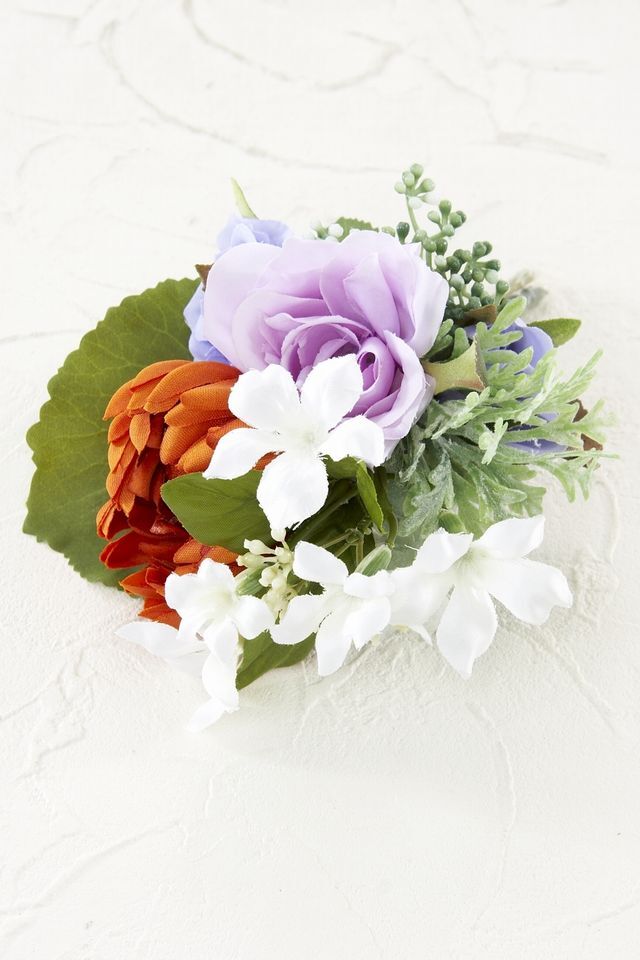 【アーティフィシャルフラワー・造花 お仏壇向けリトル仏花・供花】マム＆ローズのミニ仏花−1束タイプ