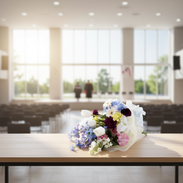 【贈答・贈呈用花束・造花花束・花束ギフト】スイートピーとチューリップのアーティフィシャルフラワーブーケ/ブルーミックス