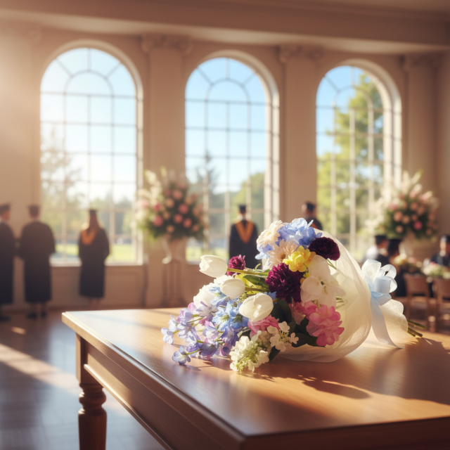 【贈答・贈呈用花束・造花花束・花束ギフト】スイートピーとチューリップのアーティフィシャルフラワーブーケ/ブルーミックス