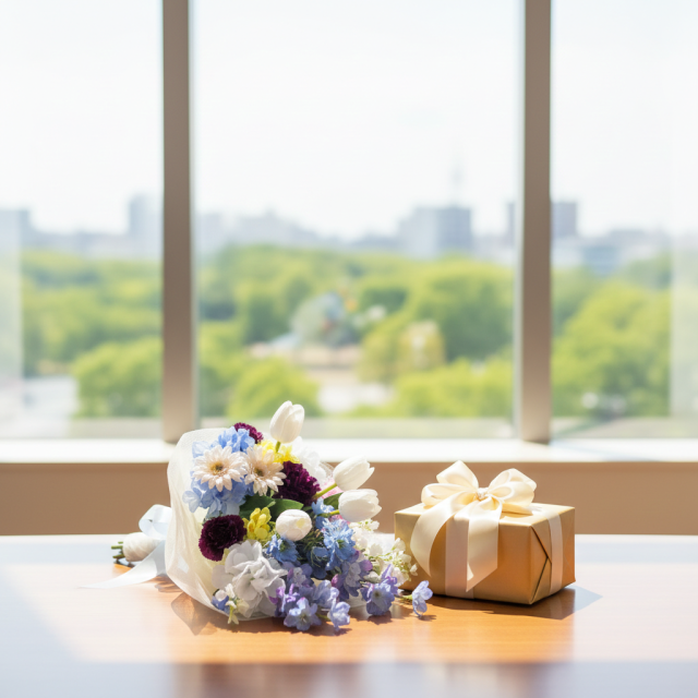 【贈答・贈呈用花束・造花花束・花束ギフト】スイートピーとチューリップのアーティフィシャルフラワーブーケ/ブルーミックス